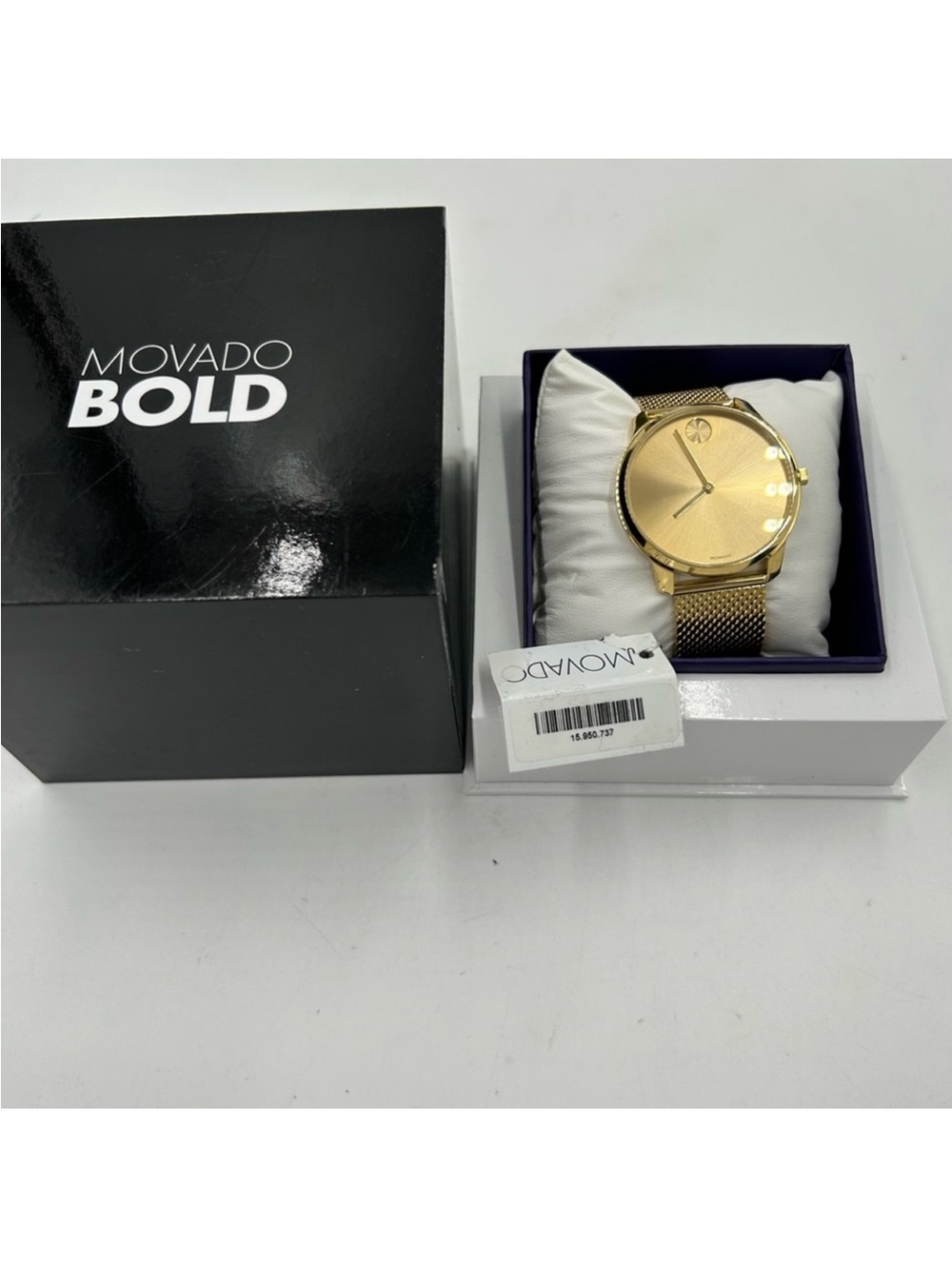 Men’s Movado bold gold two tone mesh watch 42MM Switzerland